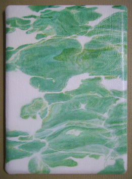 'Reflections' ACEO a conceptual oil painting of reflections / retractions of light in clear sea water in abstracted realism, drawing inspirations from theories of time & space & zen philosophy.