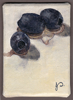'Black Olives' Alla Prima ACEO Oil painting Still Life