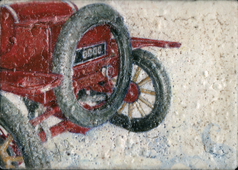 Ford Model T ACEO Classic Car Time Oil Painting by Jacqueline Gomez