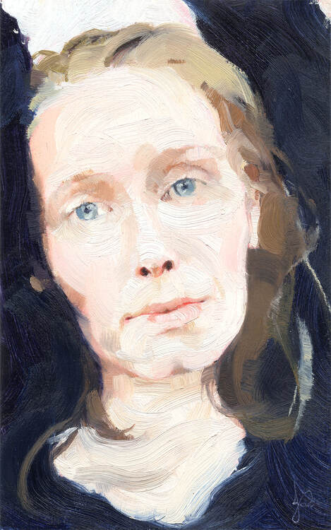 Impasto Portrait Oil Painting of Beautiful Woman