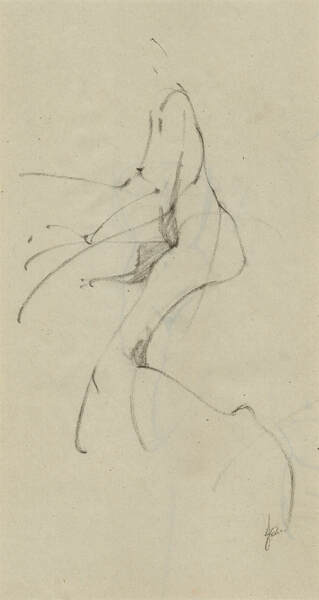 Woman Nude Seated Female Figure Gesture Original Drawing Charcoal Sketch