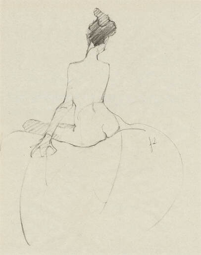 Poised Female Nude Gesture Drawing by Jacqueline Gomez