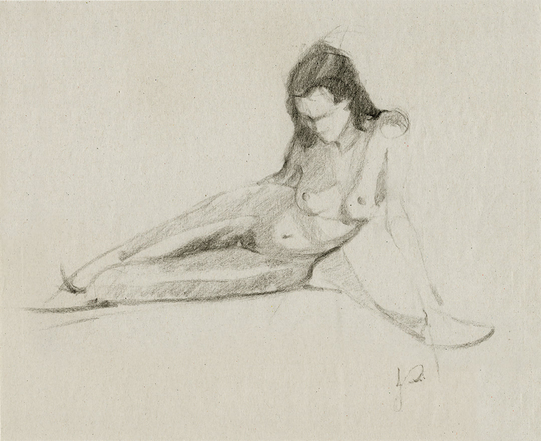 Nude Figure Charcoal Drawing of Woman by Jacqueline Gomez