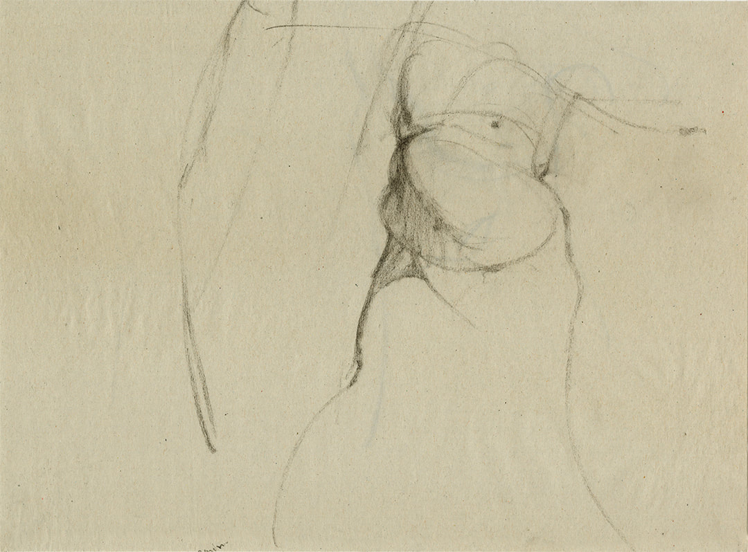 Nude Male Gesture Drawing by Jacqueline Gomez