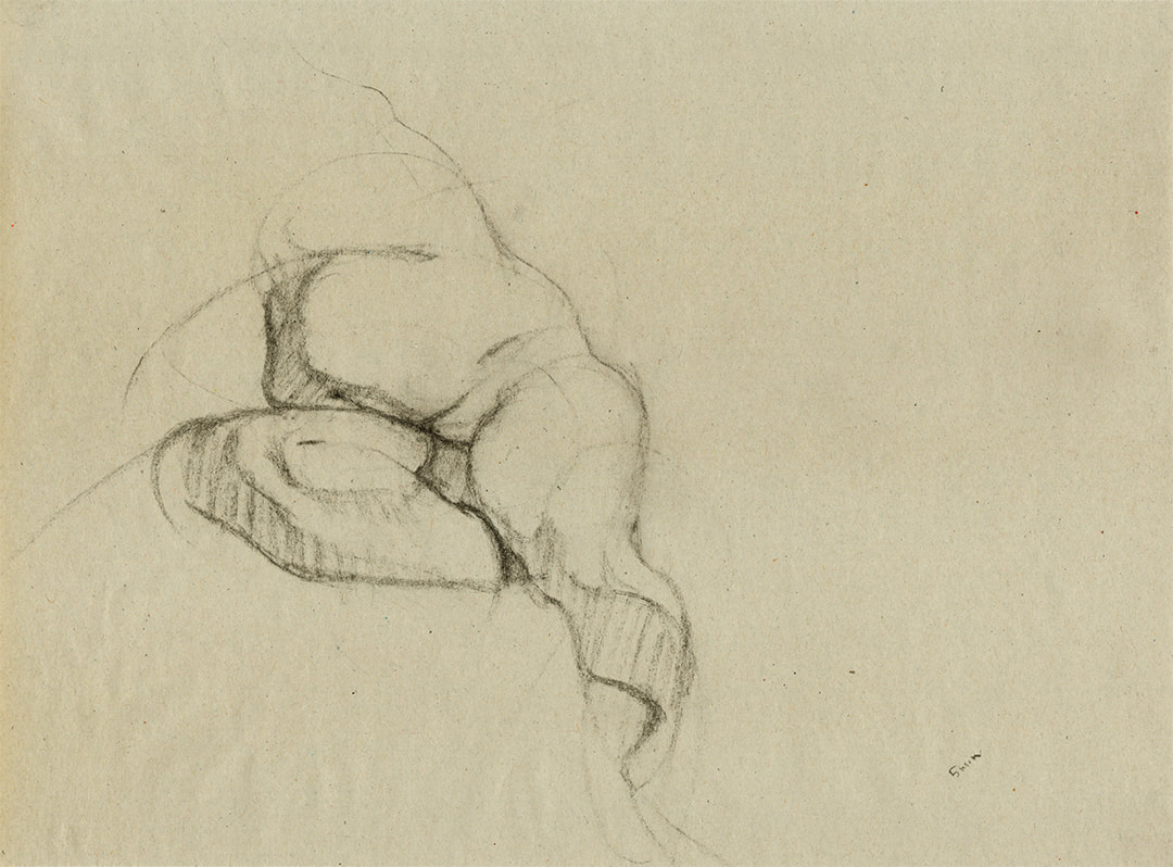 Nude Male Gesture Drawing Sketch by Jacqueline Gomez