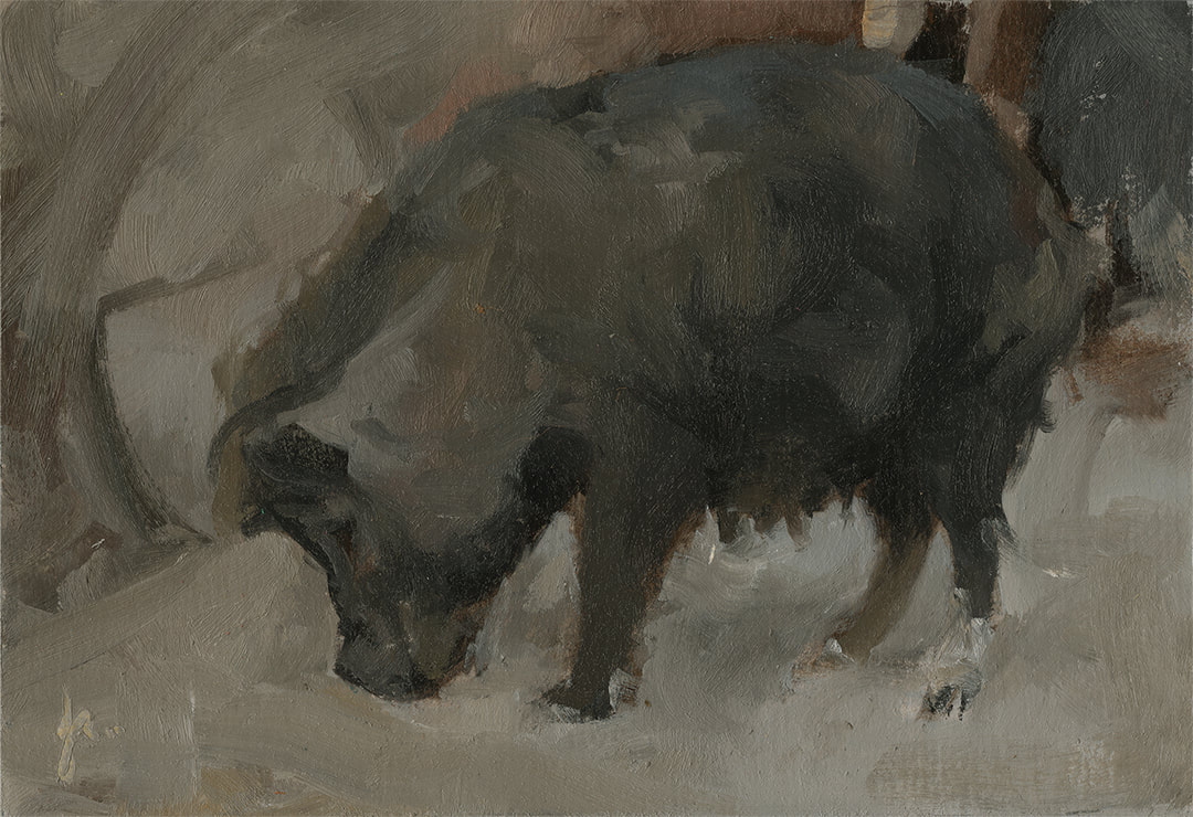 Wild Boar' Alla Prima Oil Painting by Jacqueline Gomez